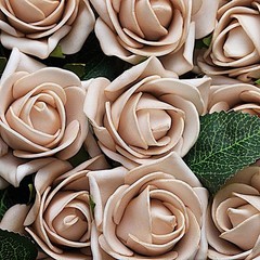 24 CHAMPAGNE 2″ Mini FOAM ROSE Flowers Stems Wedding Events Decorations Supplies