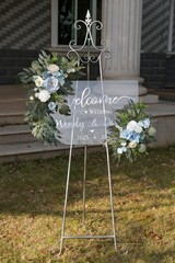 Blue Rose Faux Flower Swag Set 2 Silk Foam Large Small Wedding Arch Decoration