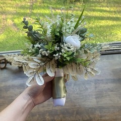 Beautiful Bridal Wedding Bouquet Lovely Budget Friendly Faux Florals White Green