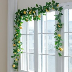 3 Strands Lemon Artificial Vines, 71″ Lemon Silk Vine Garland with Lemon Vine