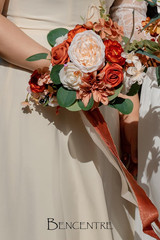 Set of 4 Terracotta Bridesmaid Bouquets for Vintage Weddings and Proposals