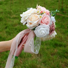 Elegant Wedding Bouquets Artificial Rose Flower Bunch for Bride and Bridesmaids