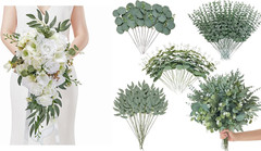 Elegant Wedding Bouquet & Artificial Eucalyptus Stem Bundle