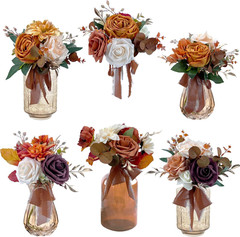 Set of 6 Mini Floral Centerpieces for Fall Weddings and Home Decor