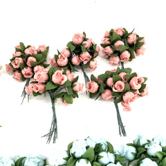 Polyester Rose Buds Flower 4″ Wire Stem Bouquet Wreath Craft White Pink Blue