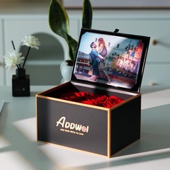 ADDWel Preserved Rose Gift Box with 4×6 Photo Frame, Romantic 6 Roses, Red