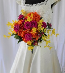 Beautiful and Bright Spring Garden Faux Silk Wedding Bouquet