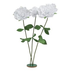 White Giant Artificial Flowers, Giant Rose, Artificial Flowers with Base Durable