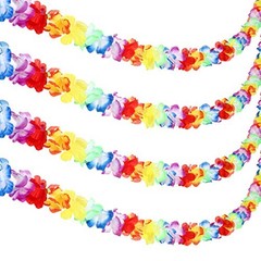 Pack Lei Hawaiian Flowers Garland 20 Feet Each Tropical Multicolor Tropical 4
