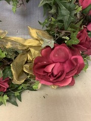 Vintage Artificial Rose Flower Burgundy Floral Garland Wedding Ceremony Backdrop