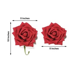 24 Red 5″ FOAM ROSE Flowers Stems Party Wedding Events Decorations Supplies