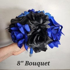 Royal Blue Black Rose Calla Lily Bridal Wedding Bouquet Accessories