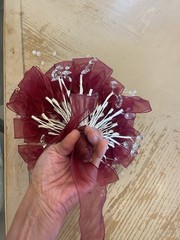 Burgundy/ Maroon Ramo Quinceañera Ribbon/ Clear Crystals / Beads Bouquet