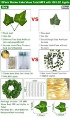 Fake Vines 12 Pack 84Ft Hanging Vines with 100 Lights Timer 12Pack 84Ft 120LED