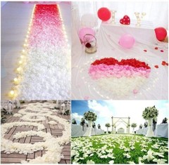 Pétalos de rosa blancos, 1200 unidades, flores artificiales de seda
