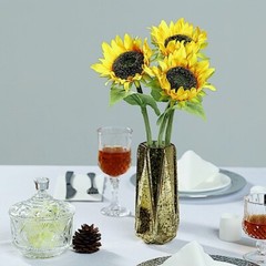 3 Yellow 17-Inch ARTIFICIAL Faux SILK SUNFLOWER Stems Wedding Party Supplies