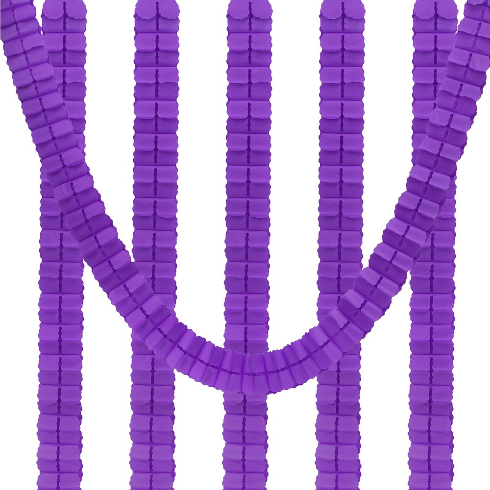 6Pcs 9.8ft Four-Leaf Paper Flower Garland Hanging Streamers, Dark Purple