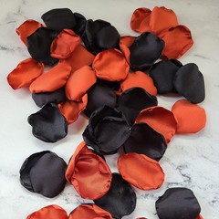 Black & Burnt Orange Rose Petals for a Gothic, Halloween Themed Wedding, Flower