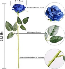 Fake Roses Artificial Flowers – Fake Artificial Roses Silk Flowers 10 Pcs Blue