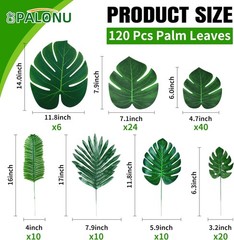 110 Pcs Artificial Tropical Palm Monstera, 7 Kinds Large Small Fake Palm Leaf