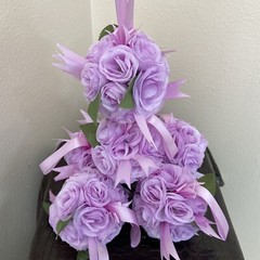 Set Of 6 Light Purple Artificial Flower Ball Hanging Decoration
