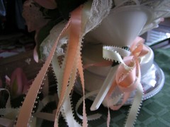 5Pc Wedding Pkg 12″ Bride Bouquet Silk Peach Roses & Lilies 3 Bridesmaid 1groom