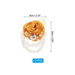 2 Pcs Rose Bridesmaid Wrist Flower Artificial Bride Wrist Yellow