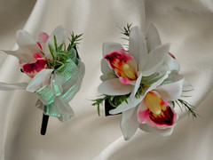 Hand Made wrist Corsage and boutonniere Set