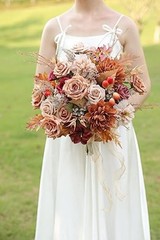 Artificial Flowers Combo Box Set Color Flower Leaf with Stems for Dusty Coffee