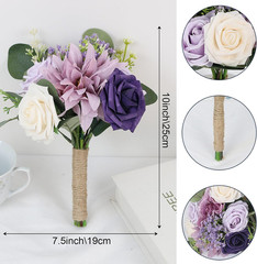 Artificial Bridesmaid Bouquets 6 Pcs – 7 Inch Pre-made Bridesmaids Bouquet Small