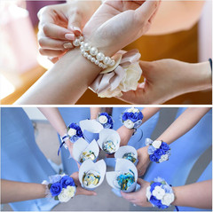 Wrist Corsage Artificial Flower Bracelets Pack of 1 Rose Wrist Bride Groom Decor