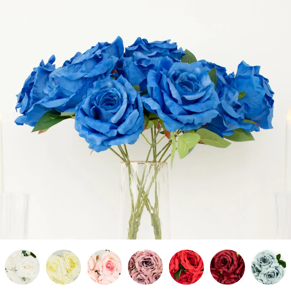 2 Bushes 17″ Premium Silk Roses Artificial Flowers Bouquets Party Decorations