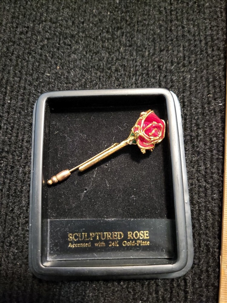Rose Boutonniere 24kt Gold Plated VTG 80s