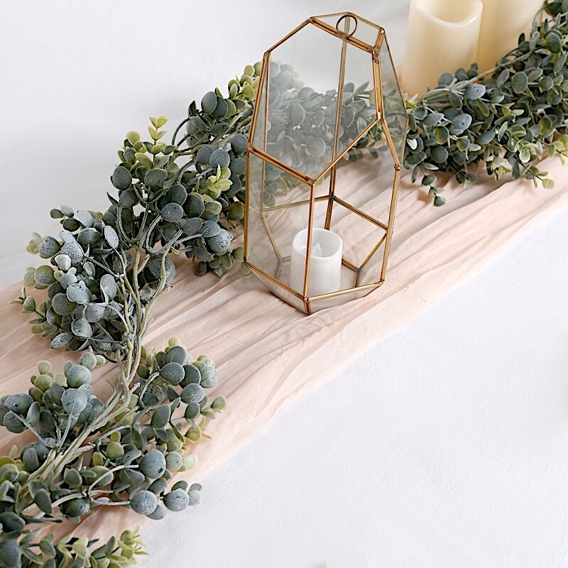 6 ft FROSTED GREEN Artificial Eucalyptus LEAVES Faux Foliage Garland Party Event