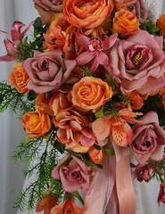 Orchid Rose Garden Faux Silk Cascade Wedding Bouquet