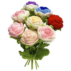 JOONOR 8PCS Hand-Woven Roses,Knitting Crochet Flower Multi(8pcs)