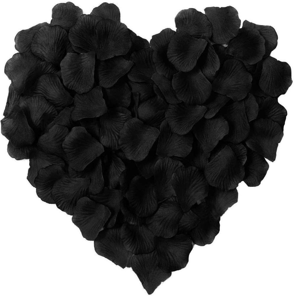 Black Artificial Rose Petals 1000pcs, Silk Flower Decor, Wedding, Black