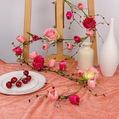 5 FT Valentines Day Decorations Romantic Valentine Flower Garland Pink Red