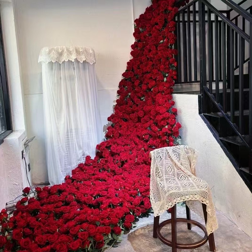 Home wedding waterfall flower wall artificial flowers