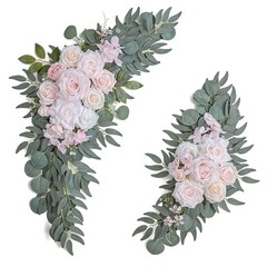 Olalaka Pink Wedding Arch Flowers Set of 2 for Welcome & Ivory