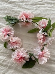 DIY ARTIFICIAL PINK CARNATION FLOWER HEADBAND CROWN