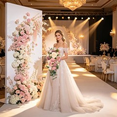 Cascading Bridal Bouquet, Artificial Flowers Rustic Boho Tossing Bouquet