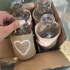 8 Wedding/Party Vases Wrapped In Burlap / 5.5″ X 2.5″ Hobby Lobby Discontinued