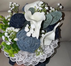 Forever Denim Rose Bridal Bouquet Corsage Boutonnière Wedding Anniversary