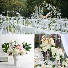 30 Pcs Silk Hydrangea Heads Artificial Flowers Heads and Stems Fake Pure White