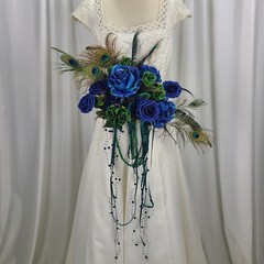 Peacock Blue Beautiful Faux Silk Wedding Bouquet