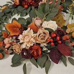 Ling’s Moment Fall Floral Swags Garlands Autumn Wedding Burgundy Rose Berries