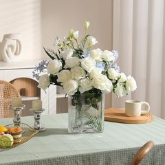 50PCS Artificial Silk Roses Flowers – Realistic Fake Roses in Bulk & White