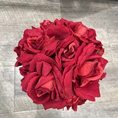 Red Rose Bridal Bouquet with Flower Girl bouquet – Both Wrapped in White Ribbon