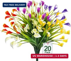 TURNMEON 20 Bundles Calla Lily (400 Heads) Artificial Flowers for Outdoors, Fake